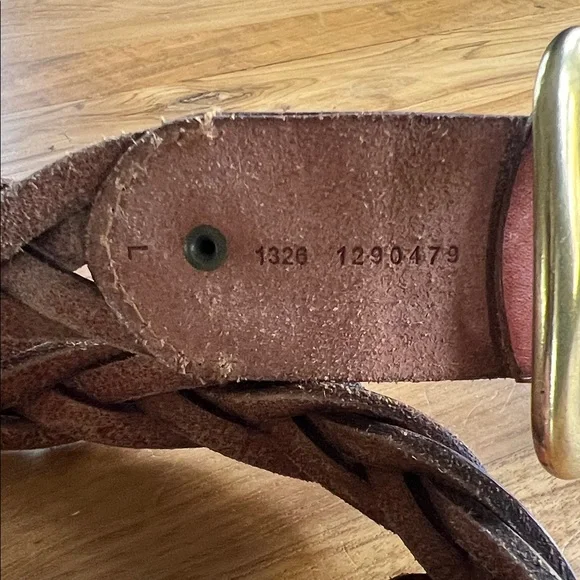 Ralph Lauren Braided Leather Belt in Brown with Brass Buckle - Picture 2 of 9